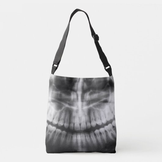 X-Ray Teeth Mouth Smile Black en White Crossbody Tas (Achterkant)