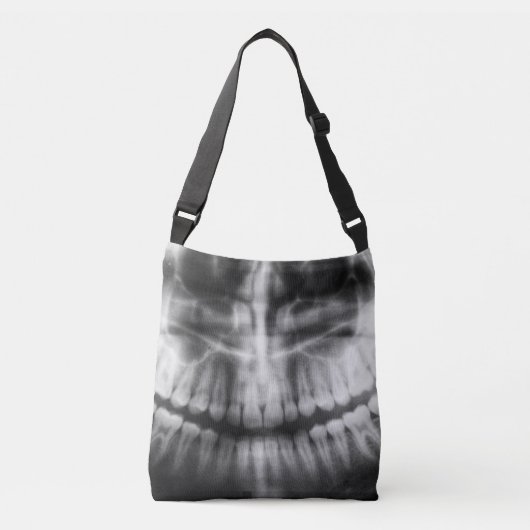 X-Ray Teeth Mouth Smile Black en White Crossbody Tas (Voorkant)
