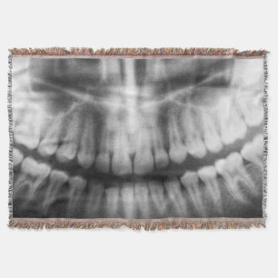 X-Ray Teeth Mouth Smile Black en White Deken