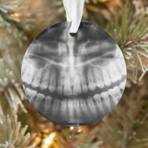 X-Ray Teeth Mouth Smile Black en White Ornament