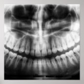 X-Ray Teeth Mouth Smile Black en White Poster (Voorkant)