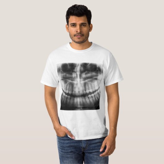 X-Ray Teeth Mouth Smile Black en White T-shirt (Voorkant volledig)