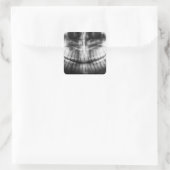 X-Ray Teeth Mouth Smile Black en White Vierkante Sticker (Tas)