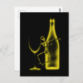 X-Ray viering skelet & wijn - Geel Briefkaart (Voorkant / Achterkant)