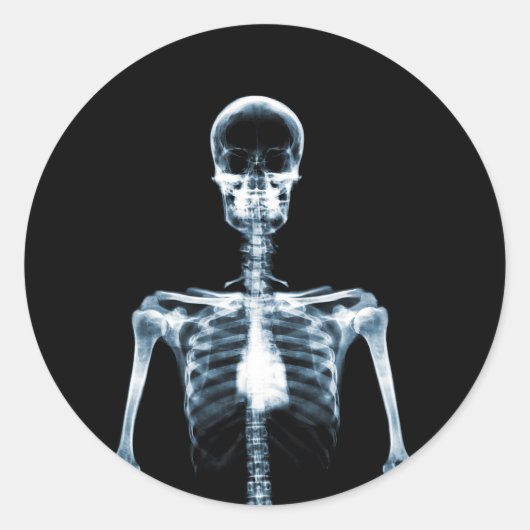 X-Ray Vision Blue Single Skeleton Ronde Sticker (Voorkant)