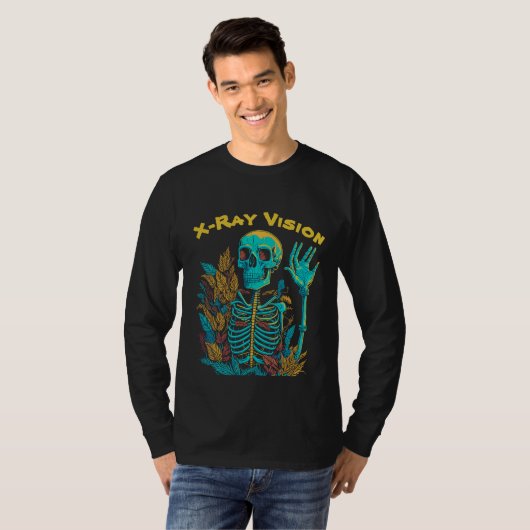 X-Ray Vision -  grappig spooky skelet T-shirt (Voorkant volledig)