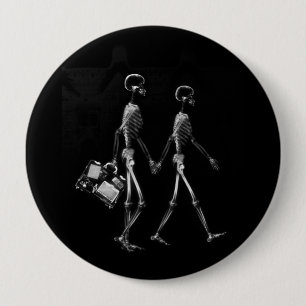 X-RAY VISION SKELETON COUPLE REIZEN B&W RONDE BUTTON 4,0 CM