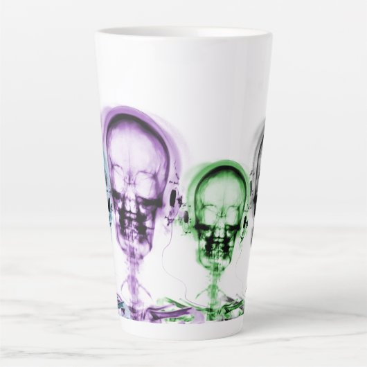 X-Ray Vision Skeleton Music Hoofdtelefoon Latte Mok (Voorkant)