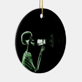 X-RAY VISION SKELETON OP MEGAPHONE - GROEN KERAMISCH ORNAMENT (Rechts)