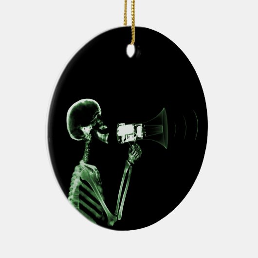 X-RAY VISION SKELETON OP MEGAPHONE - GROEN KERAMISCH ORNAMENT (Rechts)