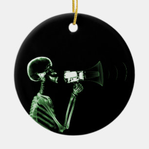 X-RAY VISION SKELETON OP MEGAPHONE - GROEN KERAMISCH ORNAMENT