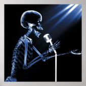 X-RAY VISION SKELETON SINGON ON ON RETRO MIC - BLU POSTER (Voorkant)