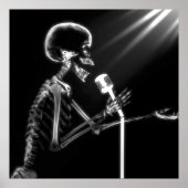 X-RAY VISION SKELETON SINGON OP RETRO MIC - B&W POSTER (Voorkant)