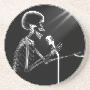 X-RAY VISION SKELETON SINGON OP RETRO MIC - B&W ZANDSTEEN ONDERZETTER