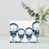 X-Ray Vision Skeleton Skull - Blue Briefkaart (Staand voorkant)