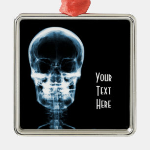 X-RAY VISION SKELETON SKULL - BLUE METALEN ORNAMENT