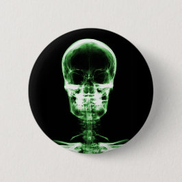 X-RAY VISION SKELETON SKULL - GROEN RONDE BUTTON 5,7 CM