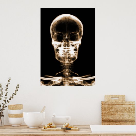 X-RAY VISION SKELETON SKULL - ORANJE POSTER (Keuken)