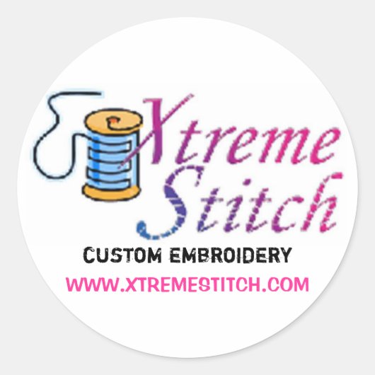 x steek, aangepast borduurwerk, WWW.XTREMESTITCH.C Ronde Sticker (Voorkant)