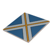 X Stripes in blauw, grijs en geel Tegeltje (Zijkant)