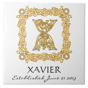 "X" Surname Weddenschap Jubileum Dag Monogram Tege Tegeltje