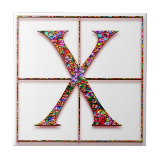 X Trajanus Red Custom Monogram Tegel Tegeltje (Voorkant)