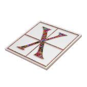 X Trajanus Red Custom Monogram Tegel Tegeltje (Zijkant)