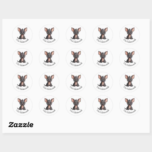 X voor Xoloitzcuintli Ronde Sticker (Vel)