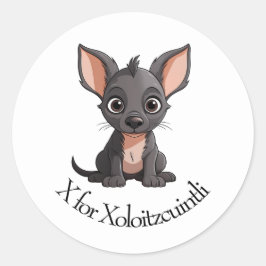 X voor Xoloitzcuintli Ronde Sticker