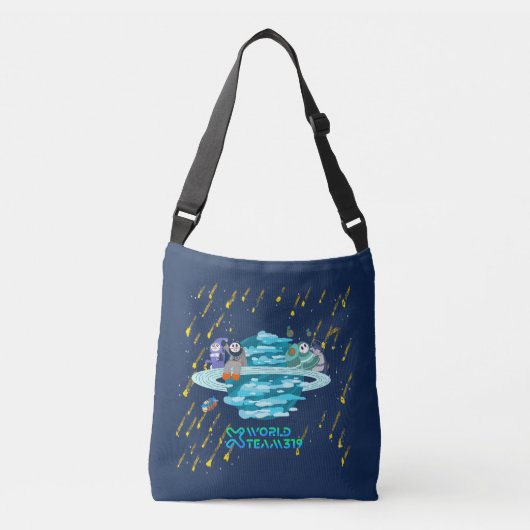 X World Team319 zittend op een planeet kijken schi Crossbody Tas (Voorkant)