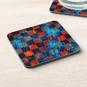 Xadrez azul, laranja, nep sujo ou manchado. bier onderzetter (Linkerzijde)