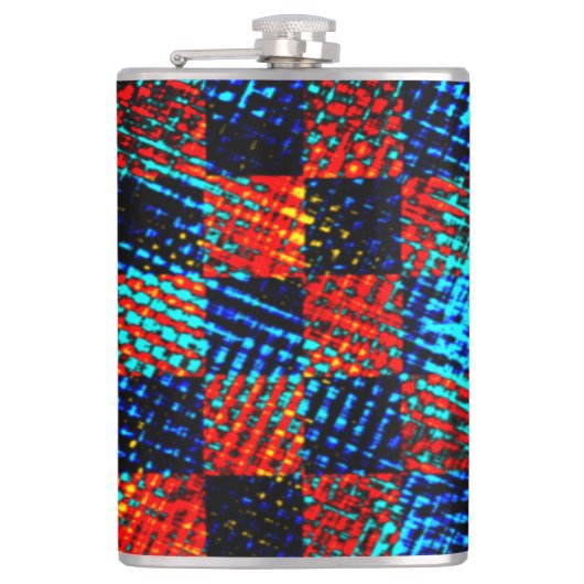 Xadrez azul, laranja, nep sujo ou manchado. heupfles (Voorkant)