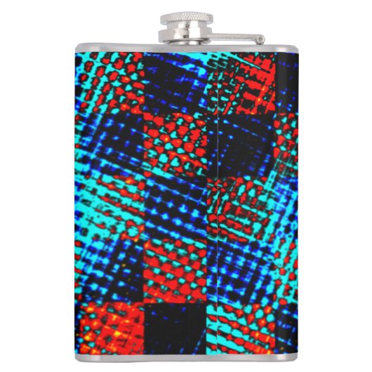 Xadrez azul, laranja, nep sujo ou manchado. heupfles (Achterkant)