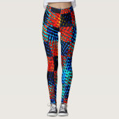 Xadrez azul, laranja, nep sujo ou manchado. leggings (Voorkant)