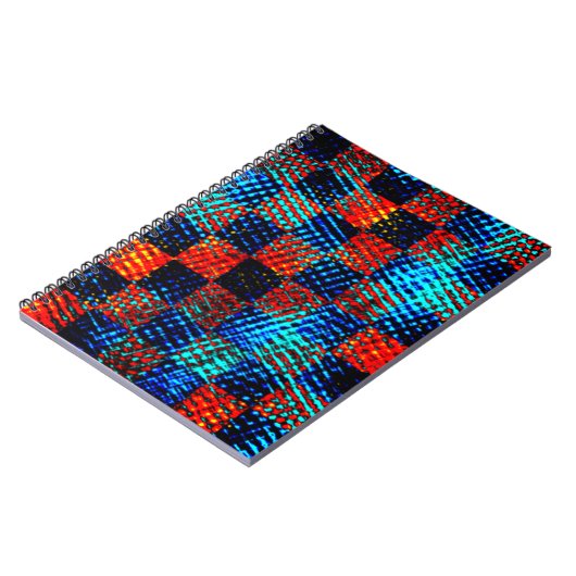 Xadrez azul, laranja, nep sujo ou manchado. notitieboek (Linkerzijde)