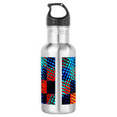 Xadrez azul, laranja, nep sujo ou manchado. waterfles  (Achterkant)