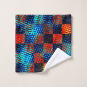 Xadrez azul, laranja, nepsujo com manchas. bad handdoek (Wasdoekje)