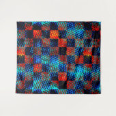 Xadrez azul, laranja, nepsujo com manchas. wandkleed (Voorkant (horizontaal))