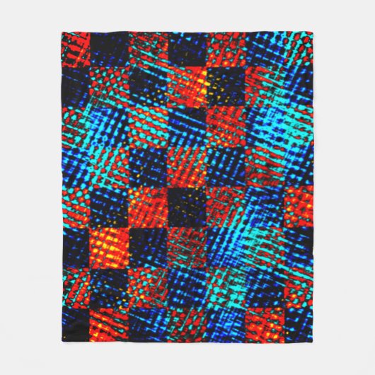 Xadrez azul, laranja quase vermel ho, nepsujo fleece deken (Voorkant)