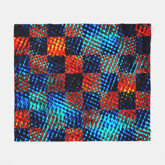 Xadrez azul, laranja quase vermel ho, nepsujo fleece deken (Voorkant (Horizontaal))