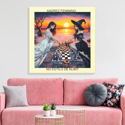 XADREZ FEMININO - Impressão em tela Canvas Afdruk (Insitu (Woonkamer))