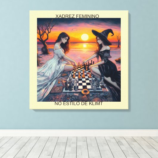 XADREZ FEMININO - Impressão em tela Canvas Afdruk (Insitu (Houten vloer))