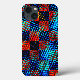 Xadrez laranja, azul, nep sujo of manchado. Case-Mate iPhone case