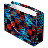 Xadrez laranja, azul, nep sujo of manchado. groot cadeauzakje (Achterkant Gekanteld)