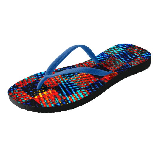 Xadrez laranja, azul, ook sujo com manchas. teenslippers (Schuin)