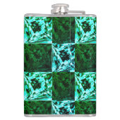 Xadrez verde e azul céu ou ciano, com retângulos? heupfles (Achterkant)