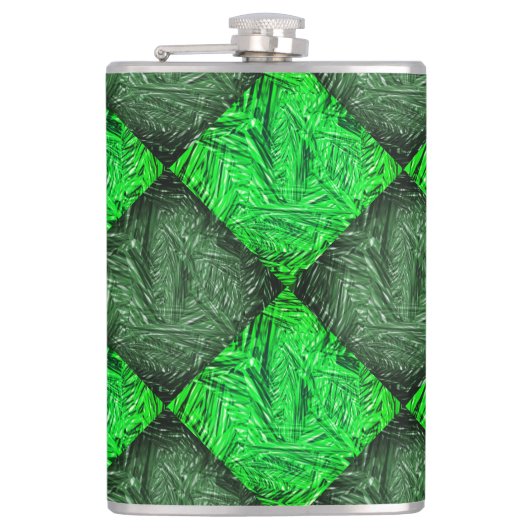 Xadrez verde falsa grama ou folhas de coqueiro. heupfles (Voorkant)