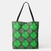 Xadrez verde falsa grama ou folhas de coqueiro. tote bag (Achterkant)