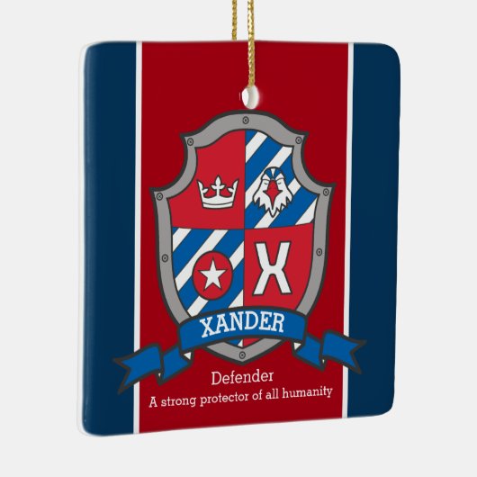 Xander-naam betekent crest eagle red custom keramisch ornament (Rechts)