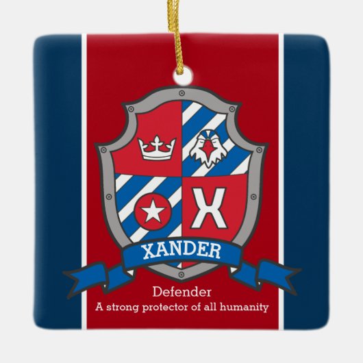 Xander-naam betekent crest eagle red custom keramisch ornament (Voorkant)